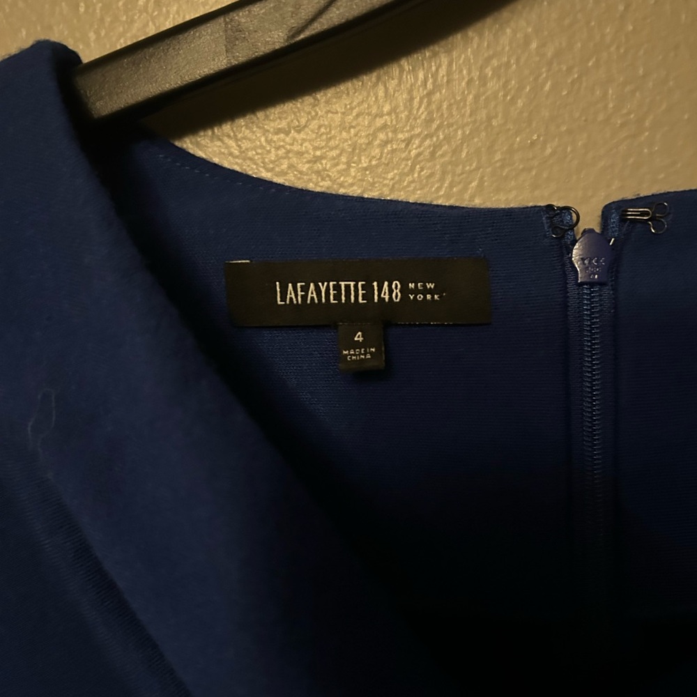 Lafayette 148 Dress - 100% Virgin wool Royal blue cowl neck long sleeve - Picture 3 of 10
